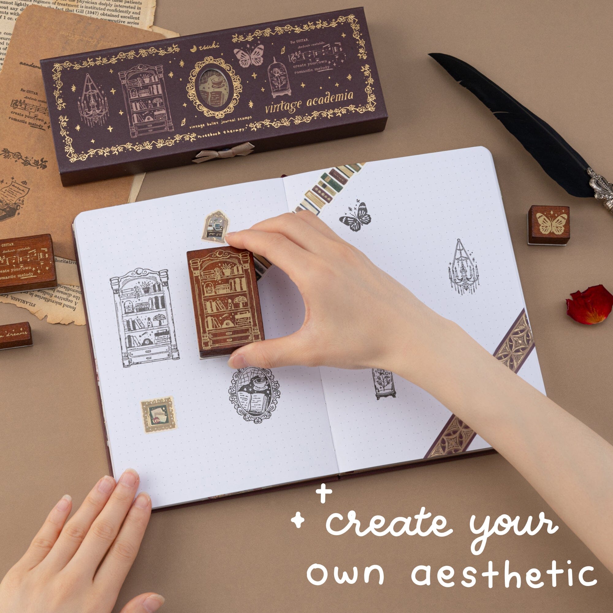Tsuki ‘Vintage Academia’ Bullet Journal Stamp ☾