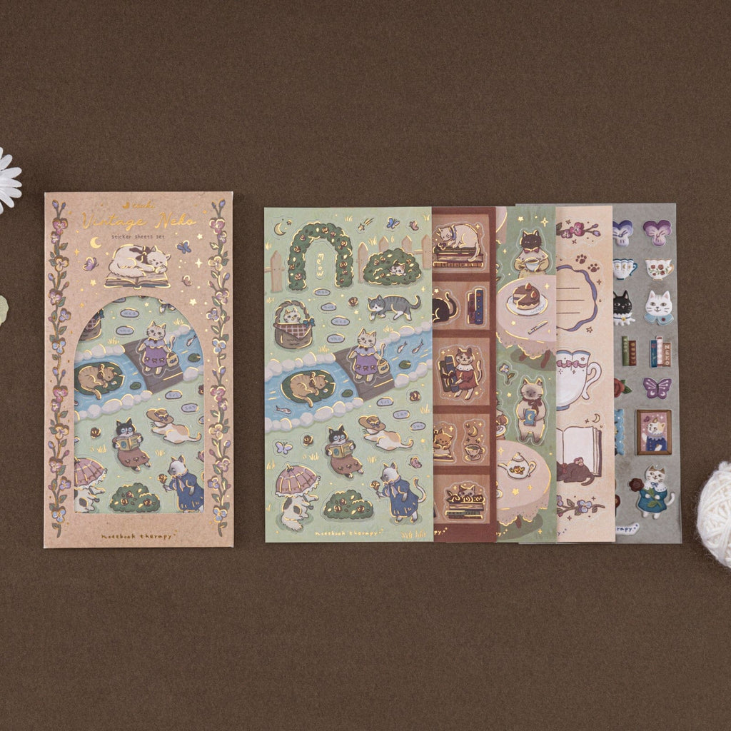 Tsuki ‘Vintage Neko’ Sticker Set ☾